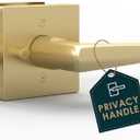 Mega Handles Schein Privacy Door Handle - 1 Pack Interior Reversible Gold Door Handle, Heavy Duty Bed & Bath Door Handles with Privacy Door Lock, Fits All Standard Doors - Satin Brass