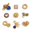 10 Pack Silver Spacer Beads Charms fit Bracelet DIY Bracelet CZ Pendant Set