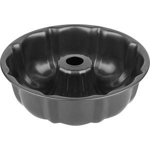Cooking Light Heavy Duty Nonstick Bakeware Carbon Steel Fluted Tube Bundt Pan with Quick Release Coating, Manufactured without PFOA, Dishwasher Safe, Oven Safe, 9-Inch, Gray