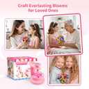 VNLINA DIY Fabric Flower Bouquets Toys Crafts for Girls, Arts and Crafts for Kids Ages 4-8 8-12, Perfect Holiday Party Activity Toy, Birthday Gifts for Girl (Pink)