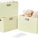 3-Pack Foldable Fabric Storage Bins with Durable PU & Metal Handles , Collapsible Storage Baskets for Shelves, Home Storage, Closet Organizers, Living Room(17"x11.8"x11.8", Beige) (Extra Large)