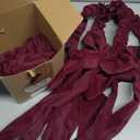 Newwiee Set of 4 Christmas Burgundy Velvet Chair Sashes, Sashes Chair Bows Tie Back for Christmas Banquet Home Wedding Events Banquets Party Decoration 11.8 x 29.5 Inch