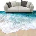 3D Visual Blue Ocean Waves Rug, Large Sea Wave Area Rugs for Bedroom, Cute Beach Design Carpet Non-Slip Sofa Mat (Ocean Waves), 
Size	5'3" x 3'11" (Rectangular)