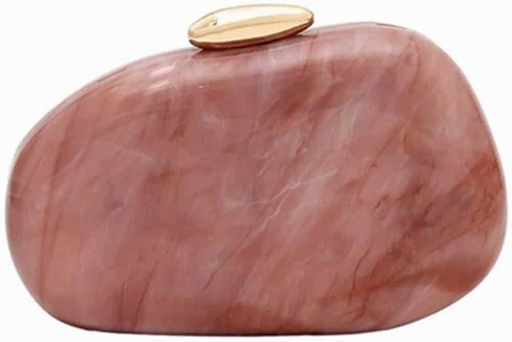 Women Elegant Acrylic Stone Shape Chain Crossbody Bag Chic Marble Shell Purse Wedding Handbag for Banquet Party (Dusty Rose)