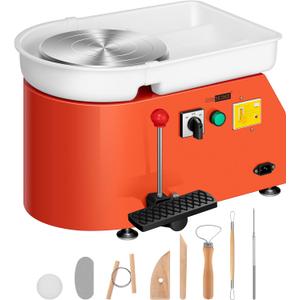 VIVOHOME 25CM Pottery Wheel Forming Machine 350W Electric DIY Clay Tool with Foot Pedal and Detachable Basin for Ceramic Work Art Craft Orange (9.8inch/25cm)