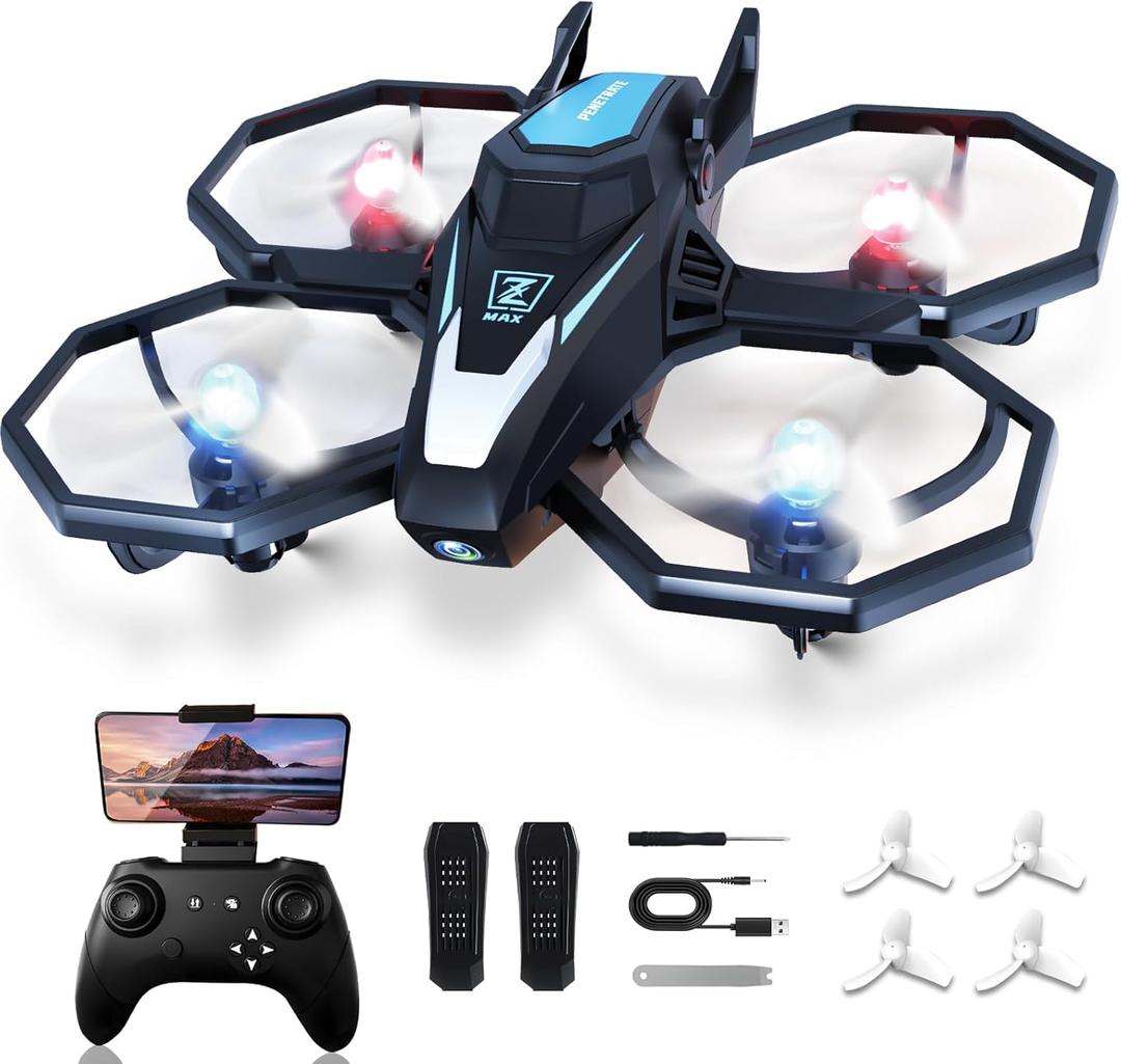 Drones for Kids with Camera, Remote Control Mini Drones for Adults with Altitude Hold, One-Key Take Off/Landing, 3 Speed Modes, Headless Mode, 2 Batteries 1080P HD RC Quadcopter for Boys and Beginners (Black)