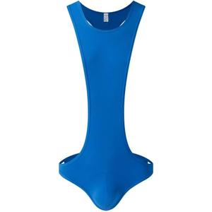 JOCKMAIL Men's Sexy Leotard Bodysuit Thong Hanging Neck Integrated Jumpsuit Underwear Thong Underwear Swimsuit Swimwear (Large, Blue)