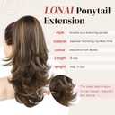 LONAI Ponytail Extension for Women,18 Inch Layered Wavy Pony Tail Hair Extensions, Natural Drawstring Ponytail Synthetic Hairpiece for Daily Wear (Deep Brown with Blonde)