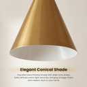 Vintage Modern Metal Conical Wall Sconce - Retro Brass Wall Lamp, Decorative Inspired Cone Wall Mount Lighting Fixture for Bedroom, Living Room, Hallway(9.8L x 9.8" W x 12.5" H Brass), 10 inch
