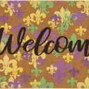 Mardi-Gras Welcome-Doormat for Outdoor-Entrance Non-Slip Front-Door Fleur De Lis Decor Door Mat 17" x 29" (Colorful)