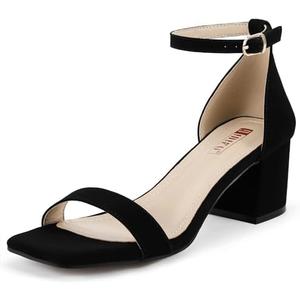 IDIFU IN2 Chunky Block Low Heels Square Open Toe Ankle Strap Short Heeled Sandals Wedding Bride Bridal Ladies Summer Prom Dress Shoes for Women Dressy Comfortable Formal Cute Trendy Small Thick Heels, Size 8