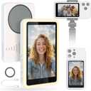 Selfie Monitor Screen iPhone with Light, Magnetic Phone Vlog Back Camera Monitor for Content Creator, Influencer, Live Streaming and TikTok, Snaplylens for iPhone Android Selfie Screen White