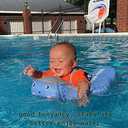 Mambobaby Float with Canopy Size Improved Non Inflatable Infant Baby Pool Float Smart Mambo Float Swim Trainer Add Tail Baby Swim Float Mambo Baby Float Solid Air Free Water Waist Swimming Ring (Sealion Blue)