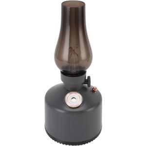 Humidifier Vintage Lantern with Lamp, Kerosene Lamp Shaped Quiet Home Humidifier, Aromatherapy Diffuser, 2 Mist Settings, Stepless Dimming, 260ML (Grey)