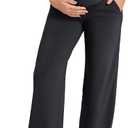 G4Free Maternity Pants Over The Belly Yoga Dress Work Pregnancy Pants Stretchy Lounge Wide Leg Trousers with Pockets (Small Tall, Black)