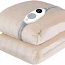 Westinghouse Electric Blanket Heated Throw, Super Cozy Soft Flannel 50"" x 60"" Heated Throw with 6 Fast Heating Levels & 2-10 Auto-Off, Machine Washable, ETL&FCC Certification, Home Office Use, Beige