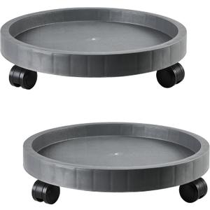 2 Pack of 14.2 Inch Planter Caddies Rolling Saucer Caddy with Wheels, Heavy Duty Wheeled Stand for Potted Plant, Round Coaster Roller Base Tray with Casters, Flower Pot Dolly Holder for Indoor Outdoor