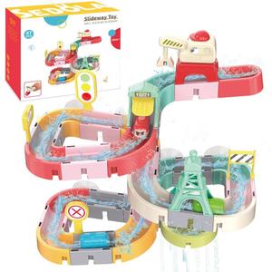 Bath Toys for Kids Ages 4-8, 43PCS DIY Dinosaur Slide Building Track Toy for Ages 5-7, Bathtub Shower Pool Water Toys for Toddler, Birthday Gifts for 3 4 5 6 Years Old Girls Boys (Truck)