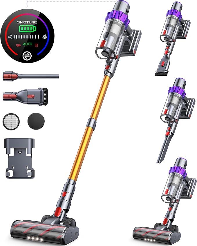 VC80 Cordless Vacuum Cleaner, 450W 40KPA UP to 55 Mins Self-Standing Vacuum Cleaners for Home, Rechargeable Vacuum Cordless with Automatic Suction for Home Carpet Pet Hair Hardwood Floor 