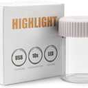 Magnifying Viewing Jar with LED Light, Airtight Transparent Glass Storage Jars, Rechargeable LED Lit Lid Container (White)