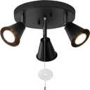 3-Light Industrial Directional Track Lighting with Pull Chain On/Off, Black Ceiling Spotlight, Morden Flush Mount Kitchen Light for Hallway,Dining Room,Porch,Office.Gu10 Bulbs Included