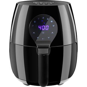 Elite Gourmet EAF5317D Digital 5.3Qt Hot Air Fryer 7 Menu Functions 1350W Oil-Less Healthy Cooker, Timer & Temperature Controls, PFOA/PTFE Free, Black