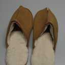 OOW Mens Slippers Genuine Suede House Slippers for Men Cozy Fuzzy Memory Foam Shoes Outdoor Non-Slip Fall Winter Footwear (9, Chestnut)