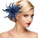 dressfan Womens Fascinator Hat Headpiece 20s Vintage Wedding Hair Accessories for Derby/Wedding/Cocktail/Tea Party (Blue, S)