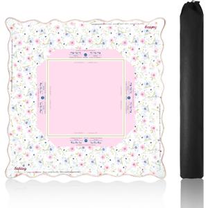 Pink Mahjong Mat (31.5” x 31.5”) with Black Carrying Bag, Anti Slip and Noise Reduction Game Table Cover with Rules for Mahjong, Poker, Board Games, Dominoes, and Card Games, Large