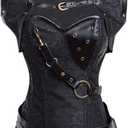 Charmian Women's Steampunk Spiral Steel Boned Vintage Retro Corset Tops Bustier (XX-Large, Black)