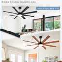 Depuley 66" Ceiling Fans with Lights: Black Indoor/Outdoor Ceiling Fan for Patios Living Room - 8 Blades Dimmable Large Ceiling Fans with Remote APP Control Timer Reversible Quiet DC Motor 6 Speeds