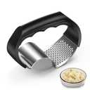 Garlic Press Rocker - Stainless Steel Garlic Crusher, 2-in-1 Easy Kitchen Gadget for Effortless Smashing 2ct