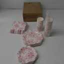 250 Pcs Pink Floral Disposable Plates and Napkins Pink and White Floral Tableware Set for 50 Guests Disposable Paper Plates Napkins Cups for Wedding Bridal Shower Party Supplies