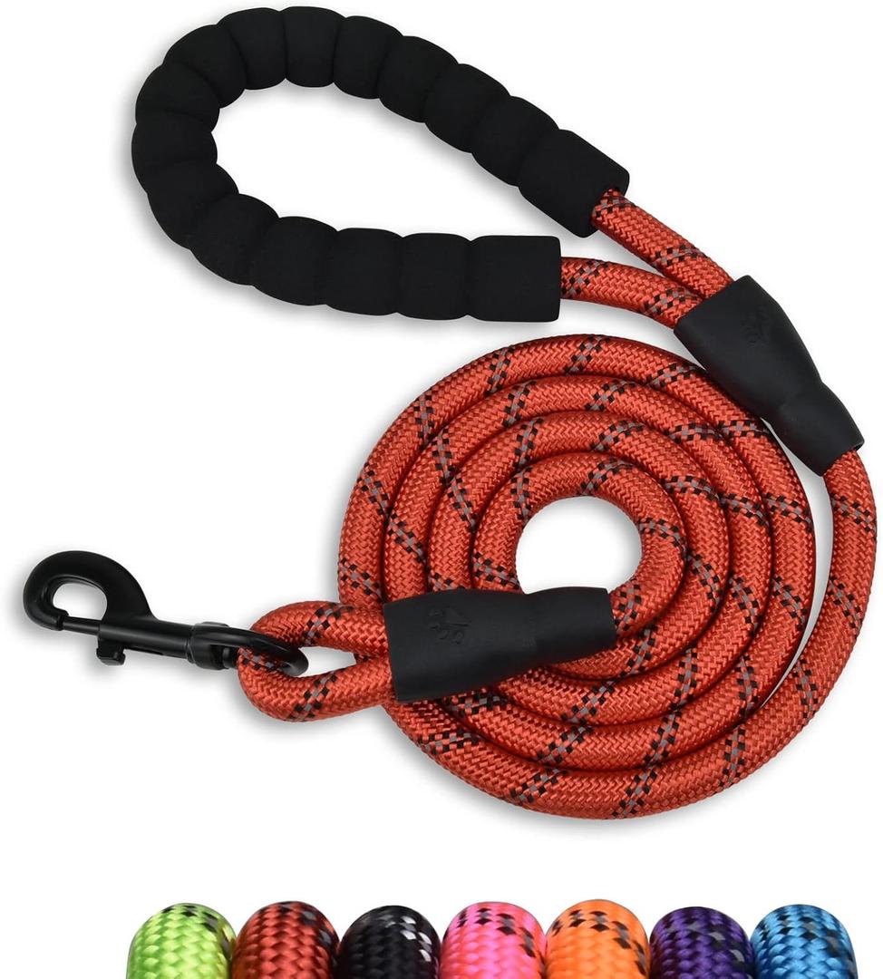 5/6 FT Strong Pet Dog Leash with Soft Padded Handle,Highly Reflective Rope for Night Walking,360-Degree Rotating Metal Buckle Without Tangles,Suitable for Small,Medium and Large Dogs.(5ft) (5 FT x 1/2 Inch, Red)