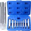 Screw Tap Extractor Set of 10 Broken Head Taps Stripped Screw Remover Kit with Box, High Speed Steel Extractor Tap Drill Set for Industrial Screw Bolt Removal Home Repair Work