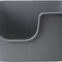 Space Time Extra Large Litter Box with High Sides & Low Entry, XL Anti-Splashing Kitty Litter Pan, Jumbo Multi Cat Litter Box, Tool-Free Assembly, Easy to Clean (Grey)