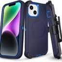 Defender for iPhone 14 Case with Belt Clip Holster, [Compatible with MagSafe] Heavy Duty Rugged Shockproof Anti-Drop Full Body Protective Case for iPhone 14 6.1 Inch (Navy+Blue)