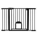 Babelio 29-48" Extra Wide Baby Gate with Adjustable Cat Door, Easy Install Pressure/ Hardware Mounted Dog Gates for The House, Auto Close Pet Gate for Stairs, Easy Walk Thru, Black