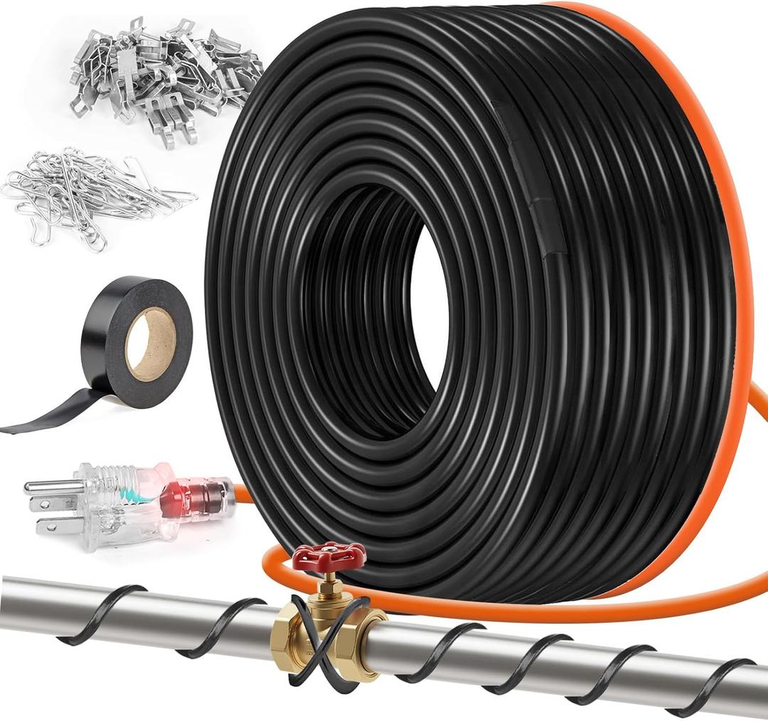 155FT3FT-200FT Pipe Heating Cable for Pipe Freeze Protection, Heat Cable for Water Pipes(Metal and Plastic), Pipe Heat Tape Keeps Water Flowing at -40F 5w/ft, 120V Plumbing fixture