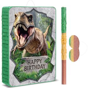 Dinosaur Piata Set Dino Themed Piata with Stick and Blindfold Girls Dinosaur Birthday Party for Animal Theme Party Decoration Baby Shower Game Supplies(Large Dino)