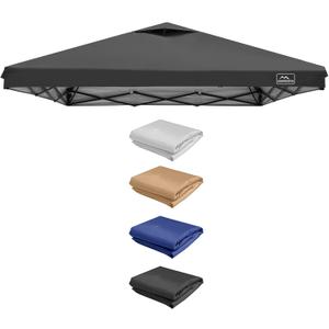 KAMPKEEPER Replacement Top Pop Up Canopy Tent Cover Roof with Air Vent and Adjustable Elastic Strap, Polyester UV Waterproof for Outdoor Garden Patio Sun Shade(Top Only) (Black, 8x8FT)