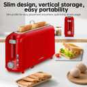 SEEDEEM 2 Slice Slim Toaster, Single 10" Long Slot Toaster Fits Bagels & Artisan Bread, 6 Shade Settings, Cancel/Reheat/Defrost, Removable Crumb Tray, Auto Shut-Off, Red