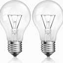 60 Watt Incandescent Light Bulbs, A19 60W Clear Incandescent Bulb E26 Medium Base Shatter Resistant Rough Service Light Bulb 2 Pack