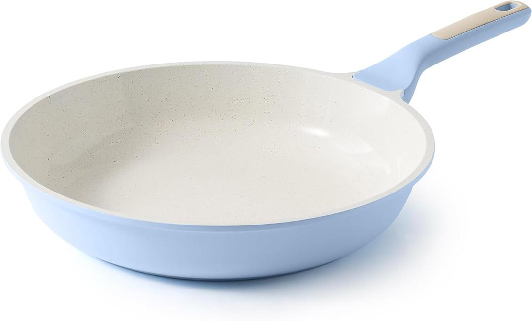 SENSARTE Nonstick Ceramic Frying Pan 12.5-Inch, Healthy Non Toxic Skillet, Induction Compatible Omelet Pan with Heat Resistant Handle, PFAS-Free, Blue