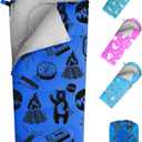KidzAdventure Mummy Style 32  59F Kids Sleeping Bag with Pillow Sleeve, 4 Season, Lightweight and Backpacking Style, Ideal for Camping, Sleepover, Boys, Girls, and Youth (Blue youth up to 5'7")