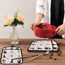 Coquette Bow Halloween Black Cat Pot Holders with Pockets, Preppy Pink Floral Witchy Halloween Oven Pot Holders Heat Resistant Oven Mitts Hot Pads for Kitchen Baking Cooking, Set of 2