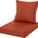 Outdoor Chair Cushions, Waterproof Fade Resistant Deep Seat and Backrest Cushion Set for Patio Furniture, Rust, 24x24 Inch, 1 Set