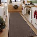 Lahome Noe Farmhouse 2x8 Runner Rug, Black Kitchen Runner Rugs Non Skid Washable Neutral Entryway Carpet, Lightweight Non Shedding Floor Mat for Hallway 8ft Foyer Bedroom