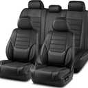 Skechers MAX Cushioning Seat Covers,Memory Foam Leather Car Seat Covers,Waterproof Car Seat Protector Full Sets,Car Seat Cushion Airbag Automotive Universal Fit for Most Cars,Vans,Trucks,SUV,Black