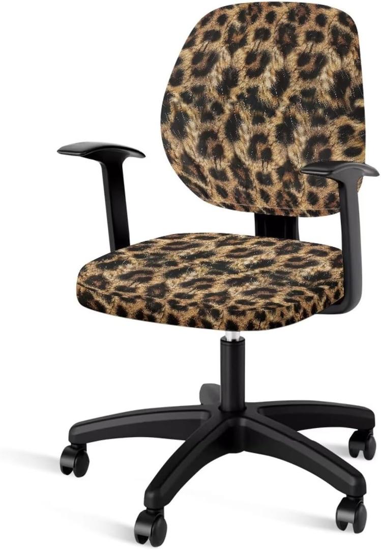 Leopard Print Office Chair Covers, Removable Elastic Computer Desk Chair Cover, Home Office Decor